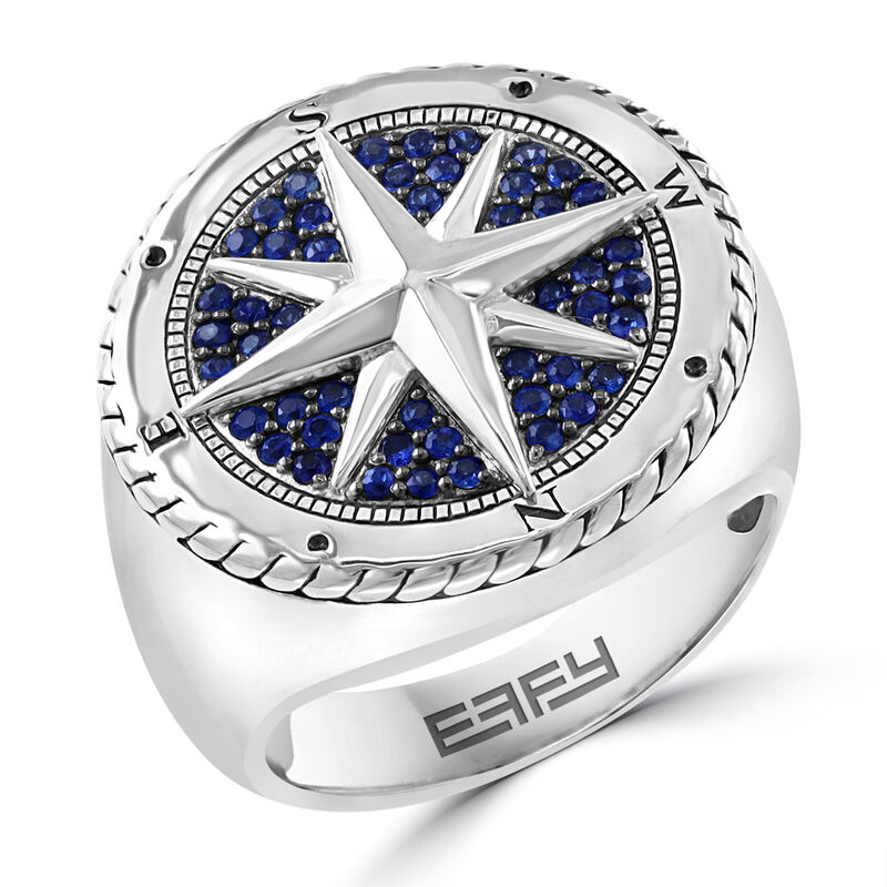 EFFY Men's Sapphire Compass Ring in Sterling Silver image number null